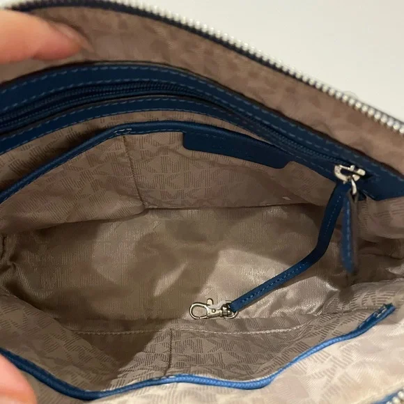 Michael Kors Steel Blue Satchel Leather Bag - Picture 7 of 11